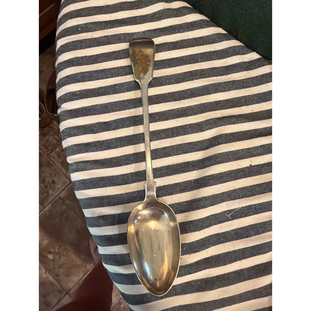 Antique Silverplate Fiddle Pattern Stuffing Spoon Oversized Serving Spoon